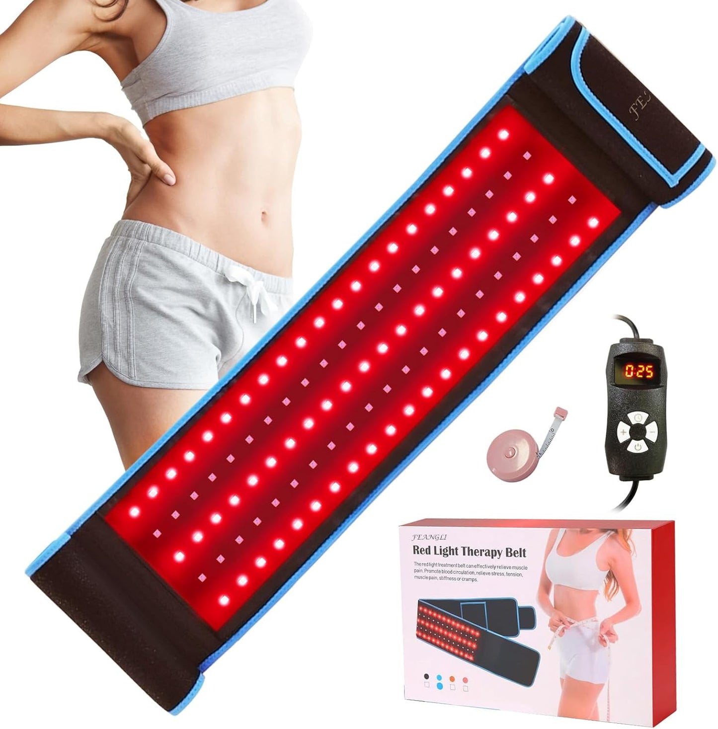Red Light Therapy Infrared Light Therapy Wrap Belt for Body Pain Relief Wearable Large Pad for Waist Back Stomach Muscle Repair, Decrease Inflammation, Speed Healing LED 660Nm&850Nm with Controller